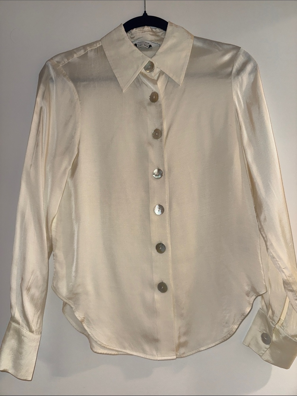 & Other Stories Cream Satin Button-Down Shirt